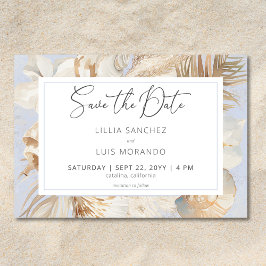 Reserve A Data Boho Ocean Dusty Blue No Casamento Da Praia