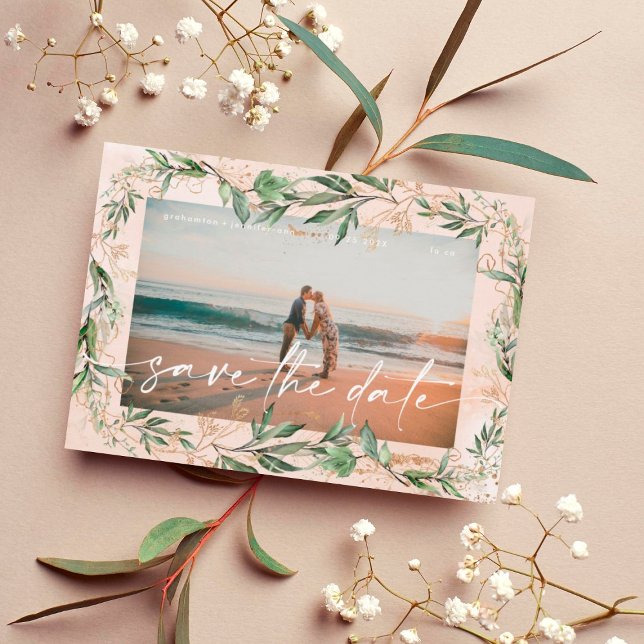 Reserve A Data Boho Ouro Moderno Eucalyptus Greenery Abstrato Sa (Criador carregado)