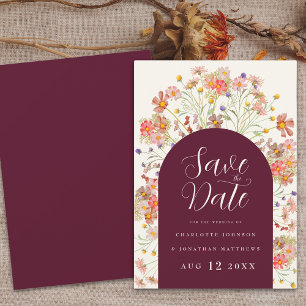 Reserve A Data Boho Outono Rústico Floral Casamento de Flores Sil