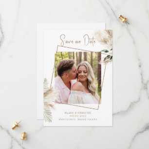 Reserve A Data Boho Pampas Foliage Foto Casamento