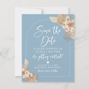 Reserve A Data Boho Pampas Grass Azul Francês Save The Date