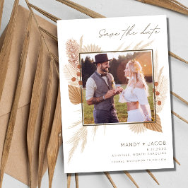 Reserve A Data Boho Pampas Grass Foto: Casamento Salve a Data