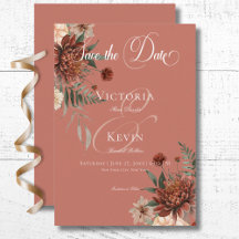 Boho Peach & Rust Floral Rust Casamento