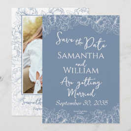 Reserve A Data Boho Periwinkle Blue Floral Modern Foto Casada