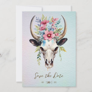 Reserve A Data Boho Primavera Watercolor Vaca Floral Casamento Cr