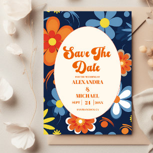 Reserve A Data Boho Retro Floral Wedding