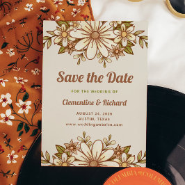 Reserve A Data Boho Retro Flowers | Casamento