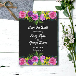 Reserve A Data Boho Romântico Flores Negras Casamento Floral