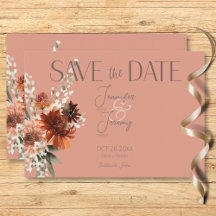 Boho Rust & Neutral Fall Floral Peach Casamento de