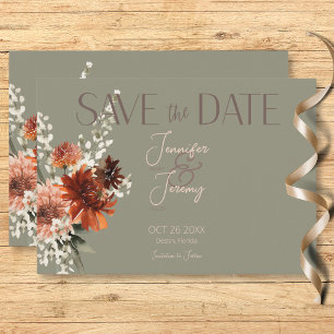 Reserve A Data Boho Rust & Neutral Fall Floral Sage Casamento Ver