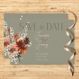 Reserve A Data Boho Rust & Neutral Fall Floral Sage Casamento Ver