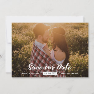 Reserve A Data Boho Rustic Brush Script Photo Save the Date (Salv