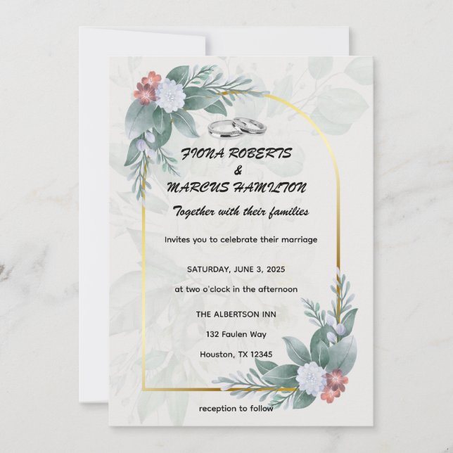 Reserve A Data Boho Rustic Floral & Elegant Wedding Salvar Data (Frente)