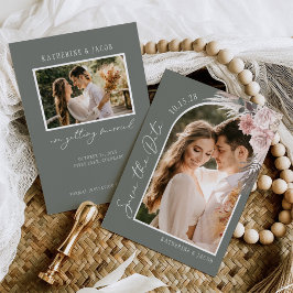 Reserve A Data Boho Sage Green Photo Wedding