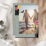Reserve A Data Boho Sage Green Wildflores Foto para salvar a data<br><div class="desc">Wildflower Sage Green Photo Save the Date Card. Relembre aos seus amigos e familiares a data do seu casamento, com este floral, verde-musgo, flores silvestres, foto que salva o cartão, com uma tipografia branca bonito, sobre um impressionante fundo verde-sábio e preto ao lado de uma foto na moda do casal-a-ser...</div>