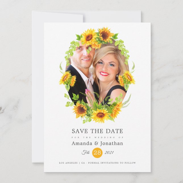 Reserve A Data Boho Sunflower Photo Wedding (Frente)