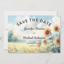 Reserve A Data Boho Sunflower Watercolor Casamento Rustic Country