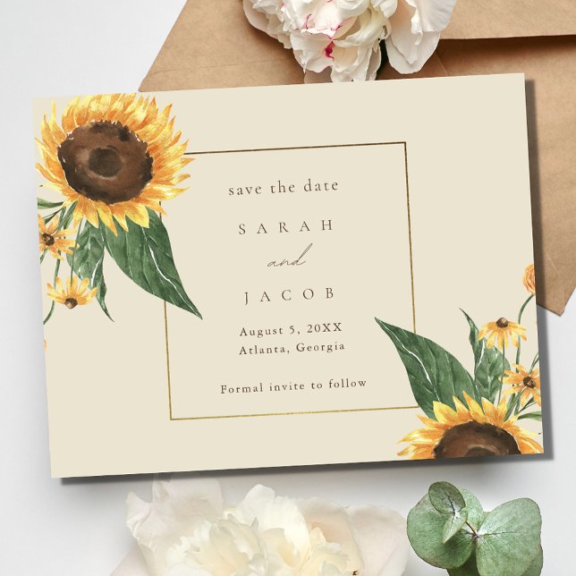 Reserve A Data Boho Sunflower Wedding (Boho Sunflower Wedding Save The Date)