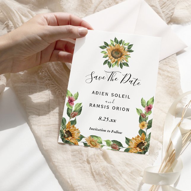 Reserve A Data Boho Sunflower Weding Save The Date Card (Criador carregado)
