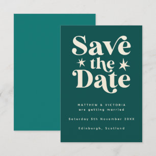 Reserve A Data Boho Teal Retroativo Simples Salve a Placa de Data