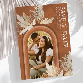 Reserve A Data Boho Terracotta Arco Foto Salvar Data