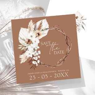 Reserve A Data Boho Terracotta Brown Casamento Floral Seco