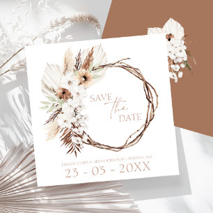 Reserve A Data Boho Terracotta Brown Casamento Floral Seco