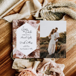 Reserve A Data Boho Terracotta Foto Floral Casamento