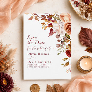 Reserve A Data Boho Terracotta Laranja Queimado Casamento Floral