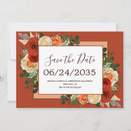 Reserve A Data Boho Terracotta Rust Floral Pampas Grass Casamento