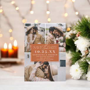 Reserve A Data Boho terracotta salve a data 3 foto grid colage