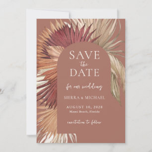 Reserve A Data Boho Tropical Fan Palms Casamento Salve a Data