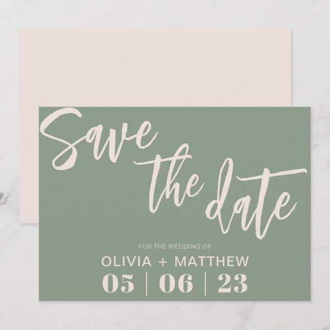 Reserve A Data Boho Verde Salvar A Data (Frente/Verso)