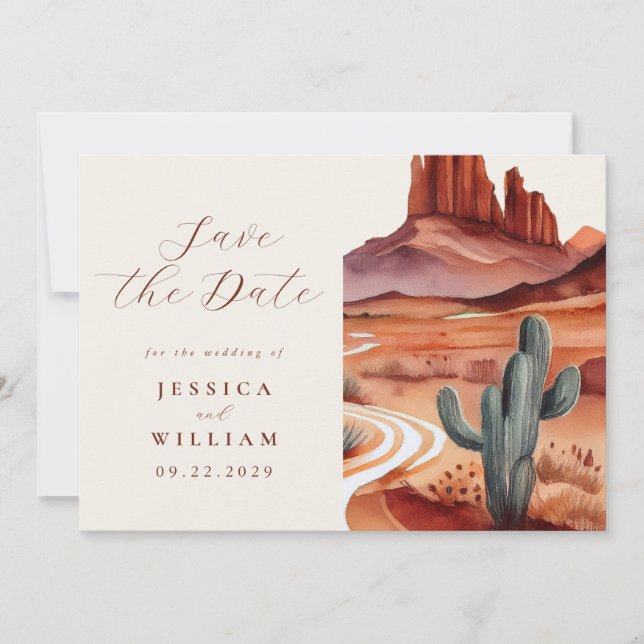 Reserve A Data Boho Watercolor Desert Wedding (Frente)