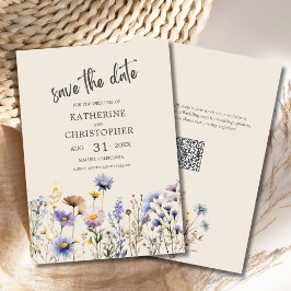 Reserve A Data BOHO Watercolor Flores Selvagens Casamento de Porc