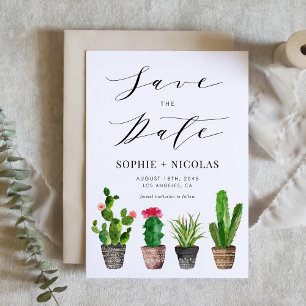 Reserve A Data Boho Watercolor, Succulents e Cactus