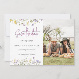 Reserve A Data Boho Wildflower QR Code Casamento de Foto Elegante