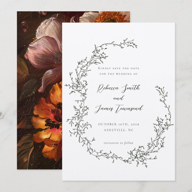 Reserve A Data Boias-Artes De Fita Botânica, Casamento De Oliva (Frente/Verso)