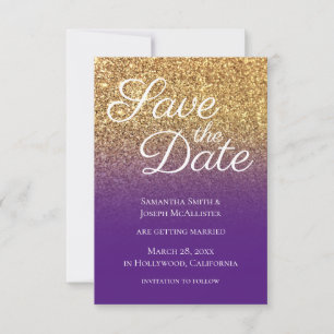 Reserve A Data Bokeh Dourado Glitter Royal Purple Ombre