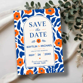 Reserve A Data Bold Blue and Orange Floral Modern Botanical