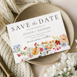 Reserve A Data Bold Colorful Watercolor Wildflowers Wedding