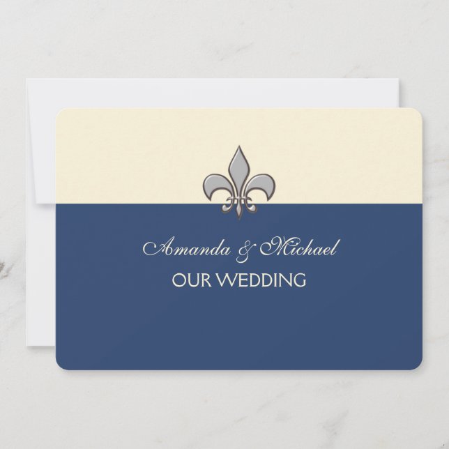 Reserve A Data Bold Elegance Silver Fleur de Lis Salvar a Data (Frente)
