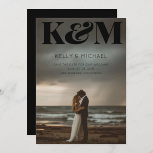 Reserve A Data Bold Monograma Black Inicials Fotografia Moderna C