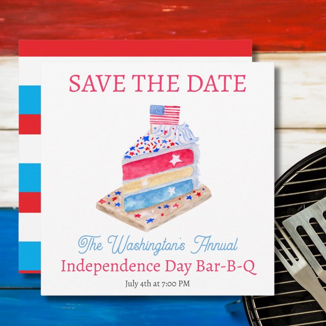 Reserve A Data Bolo de 4 de Julho em Aquarela Festa (Criador carregado)