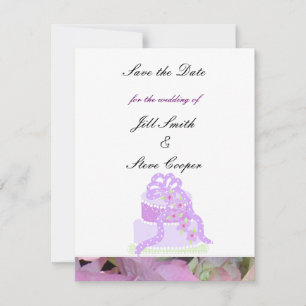 Reserve A Data Bolo de Casamento com Fita Roxa Save the Date
