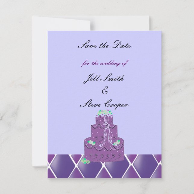 Reserve A Data Bolo de Casamento Roxo Salve a Data (Frente)