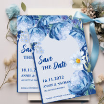 Bonito Blue Florals Trendy Weding Date