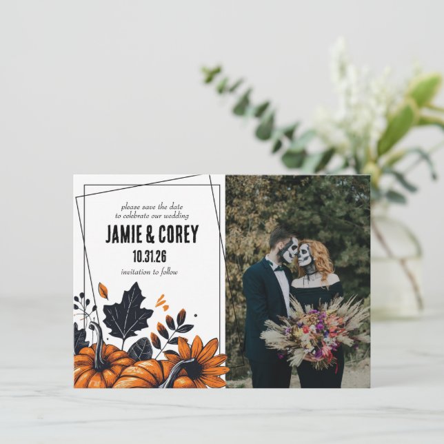 Reserve A Data Bonito Casamento de Pumpkins (Em pé/Frente)