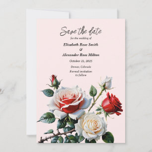 Reserve A Data Bonito casamento floral de rosas vermelhas brancas
