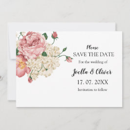 Reserve A Data Bonito casamento floral rosa e creme